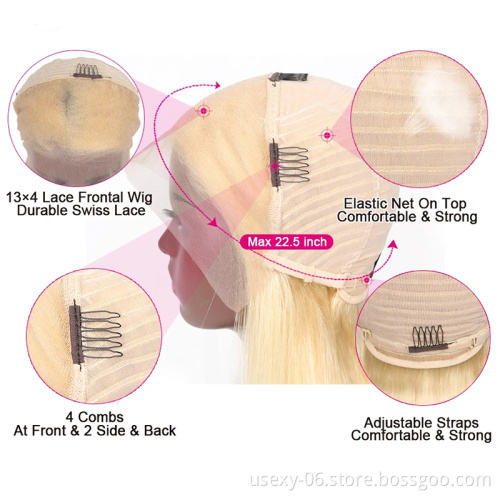 Cheap honey blonde human hair lace front bob wig,613 transparent hd lace frontal wig,pre-plucked virgin human hair 613 bob wig